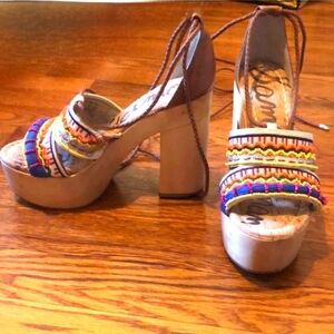 Sam Edelman Boho Wooden Platform Sandals